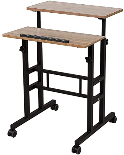 ZENFEKU Stehender Laptop-Schreibtisch, höhenverstellbarer Stehtisch über dem Bett, ergonomischer, tragbarer Rolltisch mit Faltbarer, neigbarer Oberseite und beweglichem Wagen
