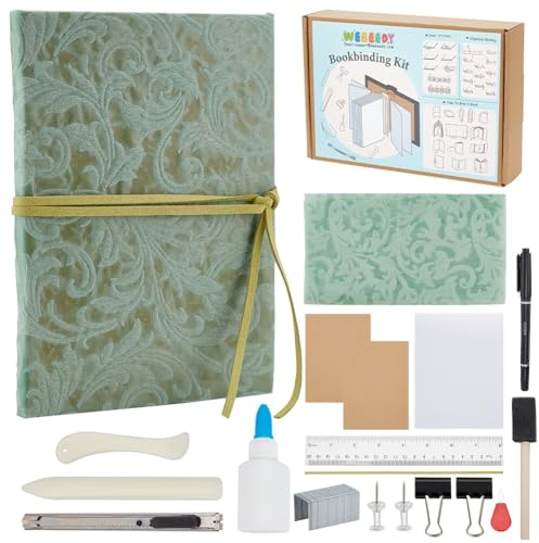 WEBEEDY Bookbinding Kit Complete Book Making Kit DIY Journal Set Vintage Writing Journal Notebook Journal Kit for Work,Note Taking,Travel, Business,Personal Diary,15X21(A5) cm