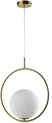 LQWELL® Globe Pendelleuchte Hängeleuchte G9, Modern Kugelglas Lampenschirm Pendellampe Hängelampe für Küche Wohnzimmer Schlafzimmer Esszimmer, Metall Mid Century Deckenlampe, Gold