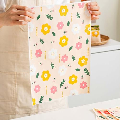 Deli Papierblätter,burger papier,backpapier,backpapier zuschnitte,backpapier zeitungsoptik,hot dog tüten,burger pommes,Einweg-Lebensmittelverpackungspapier für Sandwich,Burger,Kuchen usw(50 Blatt)