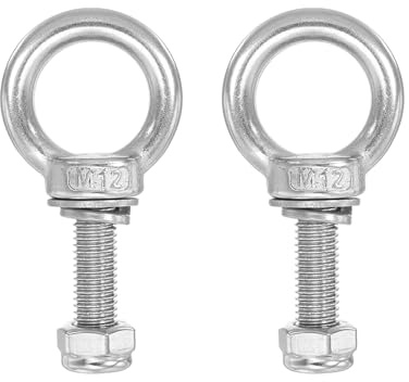PATIKIL Ringschraube, M12x35 304 Edelstahl ösenschraube Gewinde mit Sechskantschraube Mutter Dichtung Unterlegscheibe zum Aufhängen und Sichern von Ketten Drahtseilen, 2 Sets