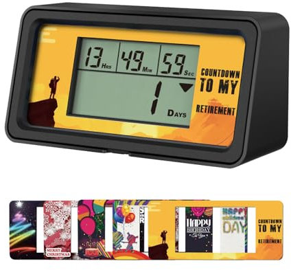 YOOREAL 9999 Tage Digitaler Countdown Timer Count Down Tage Timer mit fünf Papierkarten Hintergrundbeleuchtung für Ruhestand Urlaub Hochzeit Weihnachten Neues Baby Klassenzimmer Labor Kü (HM200B)