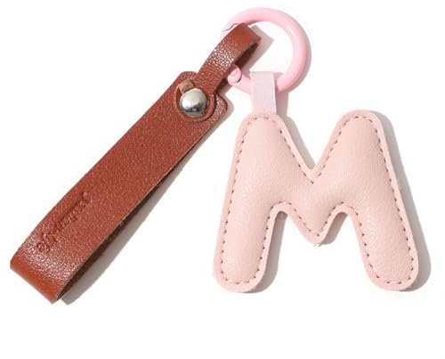 NHQ Porte-clés avec Initiales,Porte Clef Femme,Porte Clef Femme Chic,Cuir PU,Porte Clef Voiture,Porte Clé Personnalisé,Porte Clef Sac,pour Sac à Dos,Cartable