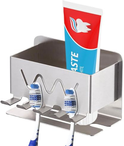 Irtyif Porta Spazzolini Bagno da Muro,Porta Spazzolino Elettrico,Portaspazzolini da Bagno,Portaspazzolino da Parete,Porta Spazzolini in Acciaio Inossidabile Senza Foratura per Spazzolini 4 Testine