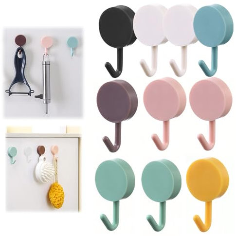 EuAcesry Petit Crochet Adhésif Mural, 10 Pcs Crochets Autocollant Adhesif Muraux Sans Percer ni clous, pour Peignoir Serviette Manteau clés et Ustensiles de Cuisine, Décorations Clés