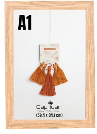 caprican A1 Picture Frames - Oak Photo Frame with Safe Perspex Front - A1 A2 A3 A4 A5 Photo Frames Multiple Pictures Sizes Colors, Portraits & Wall Mounting Orientation (59.4 x 84.1 cm)