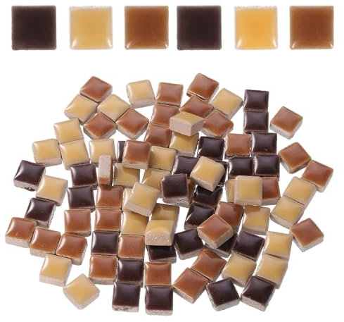 sourcing map 100g Square Mosaic Tiles, Colorful Ceramic Mosaic Tiles for Crafts Bulk Mosaic Supplies for Home Decoration Art Crafts DIY Projects, 0.4 x 0.4Inch, Mix Coffee