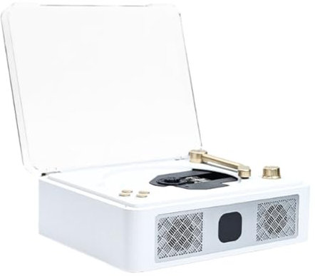 Fuhjythy Lettore CD da Tavolo Bluetooth per La Casa Altoparlanti Integrati Jack per Cuffie Ricaricabili Lettore CD Vintage