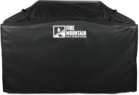 Fire Mountain Everest Pro 5 Burner Premium Protective Heavy Duty BBQ Cover, Black, Weather Proof, Outdoor Grill Protection, Fade Resistant Barbecue Shelter, Adjustable Ties, BBQ Shelter
