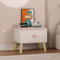 [en.casa] Table de Chevet pour Enfant Table d'Appoint Tiroir avec Poignée en Forme de Coeur pour Chambre Panneau de Particules MDF Bois de Pin 31 x 38 x 30 cm Blanc Rose