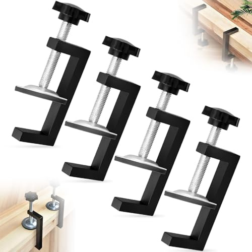 4Pcs Multipurpose Woodworking G Clamps with Non Slip Grip, Adjustable C Type Wood Clamp Fastening Holders, Heavy Duty Small Clamps for Carpentry, DIY Furniture Projects, Stable Woodwork Fixturing Tool