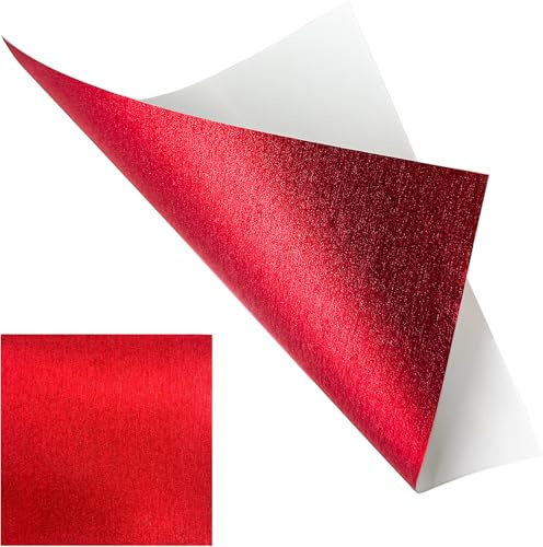 Rot Gebürstetes Faltblätter Faltpapier für Origami Glitzerpapier 50 Blatt | Einseitig Farbiges Papier 15 x 15 cm/ 6 Zoll, 120~150g/m² quadratisch Buntpapierset für DIY Kunst und Bastelprojekte