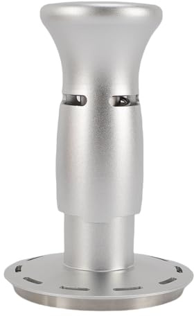 Federbelasteter Tamper, 25 bar, konstanter Druck, automatischer Rückprall, Kaffee-Tamper, Espresso-Presswerkzeug für Siebträgermaschine (Silber)