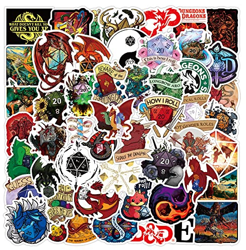 100Pcs Dungeons and Dragons Stickers, Cartoon Anime Game Waterproof Vinyl Stickers for Laptop Skateboard Bike Guitar Laggage Bicycle, Teens and Adults