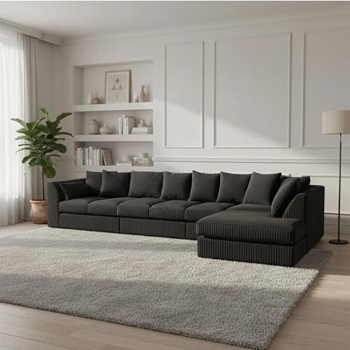 ark future Jumbo Cord L-Shaped Sectional Sofa Corner Sofa Set | Contemporary Living Room Furniture (Large 7 Seater Right Hand Sofa)