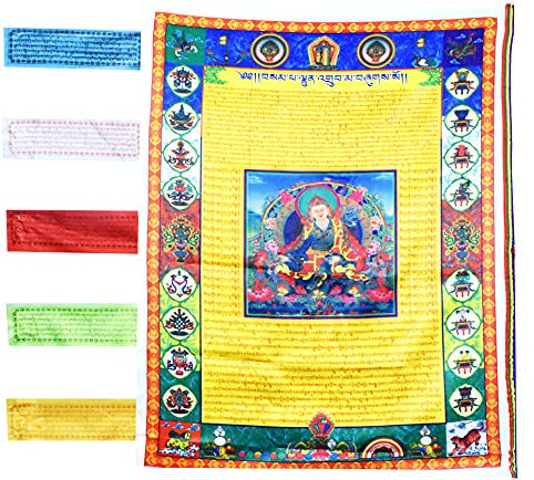 Tibetische Gebetsfahnen Vertikales Banner - Nepalesische Gebetsfahnen - Guru Rinpoche Gebetsfahne Banner