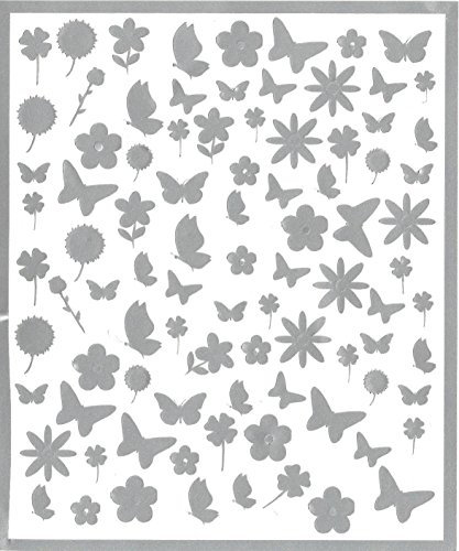 Flower Flowers Collection (# Butterflies and flowers Nail Stickers silver #)