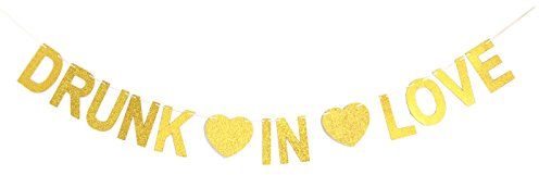 GZFY Drunk in Love Banner für Junggesellinnenabschied, Verlobungsparty und Hochzeitsfeier, Dekoration, goldenes Glitzer-Banner