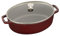 Staub 4.25-qt Shallow Wide cocotte ovale in ghisa con coperchio in vetro, Grenadine, 4.25-qt