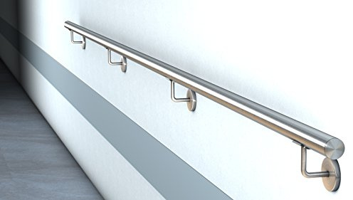 Edelstahl Handlauf V2A Fertighandlauf Geländer Treppe Griff 42,4x2 mit Klipsrosette (3,4 m)