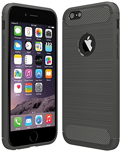 Anjoo Cover compatibile per iPhone 6/6s, in silicone nero antigraffio in fibra di carbonio, cover di protezione compatibile con iPhone 6 iPhone 6s, colore: Grigio