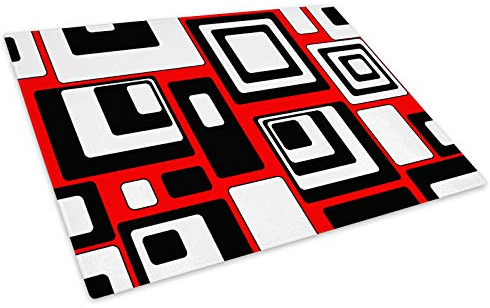 Red Black White Cool Glass Chopping Board Kitchen Worktop Saver Protector