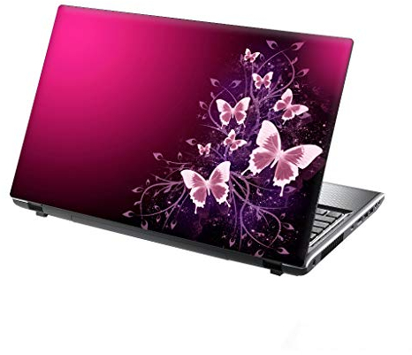 TaylorHe 13-14 Autocollants en Vinyle coloré avec Motif pour Ordinateur Portable (34cm x 23,5cm) Laptop Skin papillons roses et fleurs