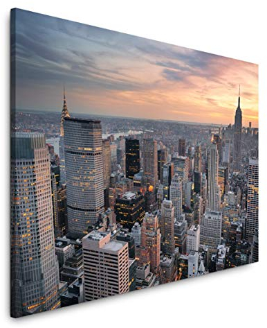 Paul Sinus Art New York Skyline 100 x 70 cm Inspirierende Fotokunst in Museums-Qualität für Ihr Zuhause als Wandbild auf Leinwand in