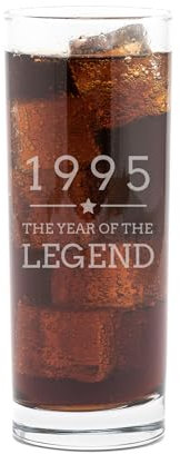 Dust and Things Engraved Highball Glass - 1995 Year of The Legend Design - 30th Birthday Gifts for Men Him - Cocktail Glass