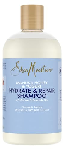 SheaMoisture Hydrate & Repair Shampoo für extrem trockenes und sprödes Haar Manukahonig & Joghurt frei von Silikonen und Sulfaten 384 ml