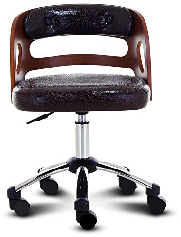ZZHZY Bürodrehstuhl, Computerstuhl aus massivem Holz, Bürostuhl für Unternehmen, Drehbarer Bürodrehstuhl, Rückenlehnen-Schlafsaal für Studenten, PU-Stühle, 3 Farben Arbeitsstuhl (Color : Brown)