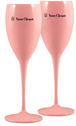 Veuve Clicquot Lot de 2 flûtes à champagne en plastique rose