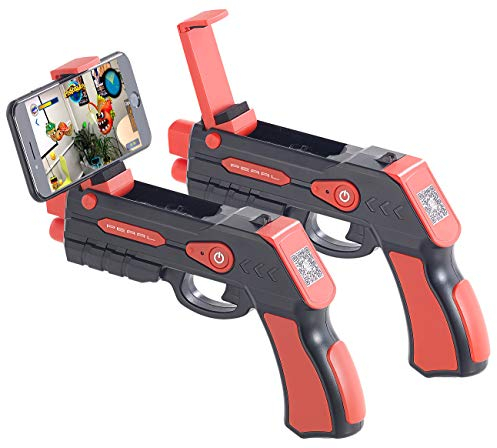 Callstel AR Pistole: 2 Augmented-Reality-Pistolen mit Bluetooth, für Smartphones bis 5,5 (Handy Pistole, VR-Pistole für Smartphone, Handyhalterung)