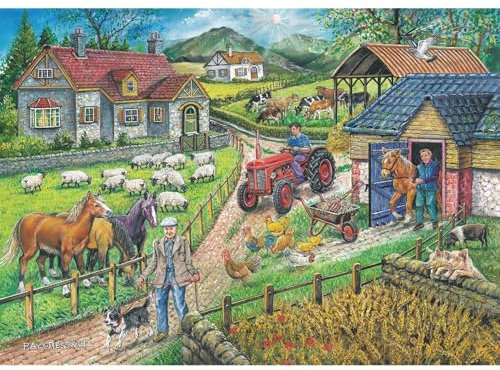 The House of Puzzles - Barley Mow Farm Jigsaw - Big 250 Piece Jigsaws For Adults & Kids, Extra Large Pieces, Artist Illustrated, Scenic Landscape, Deluxe Puzzle Gifts
