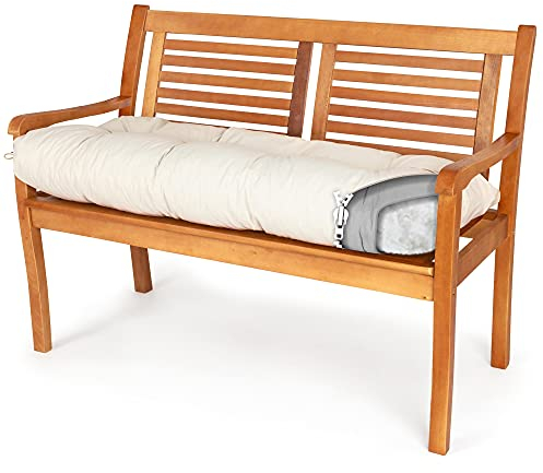 Spatium Bankauflage abnehmbar Bezug wasserdicht gesteppt Bankkissen Bankpolster Polsterauflage Auflage für Gartenbank 30 Größen zur Auswahl 7 Farben(110 x 60 x 10cm Beige)