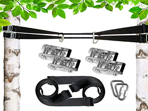PATRON® BETWEEN SECURITY 8m zum Hängen zwischen Bäumen mit Sicherheitsfunktion - Belastbarkeit 2200 kg inkl. 2 Premium Delta Karabiner, Polyester, abnehmbar und erweiterbar., PAT Bandlänge:8m