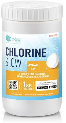 IOPOOL – Chlore Piscine Lent en Galet – Désinfection Eau Piscine – Haute Qualité – Conseils sur l’Appli – 1 kg