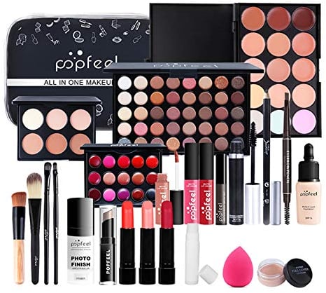 Set di Trucchi, FantasyDay Kit di Bellezza Cosmetici Kit per Occhi, Viso e Labbra - Xmas Makeup Gift Set con Correttore, Rossetti, Lucidalabbra, Palette Ombretti, Mascara, Trousse, Fard