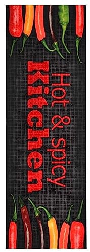 vidaXL Küche Bodenmatte Waschbar Hot&Spicy rutschfest Fußmatte Läufer Flurteppich Teppich Küchenläufer Teppichläufer Küchenteppich 60x180cm