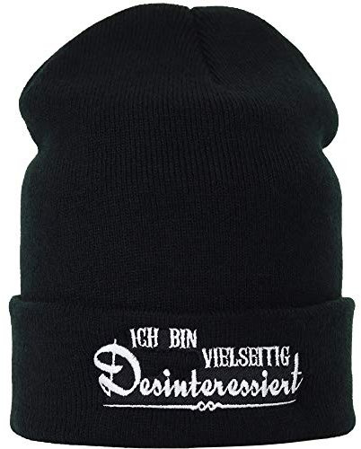 EXPRESS-STICKEREI Lustige Strickmütze - Warme Wintermütze mit Spruch Ich Bin vielseitig desinteressiert - Biker Beanie für Damen und Herren - Unisex Wollmütze Seemannsmütze - Beanie Haube mit Spruch