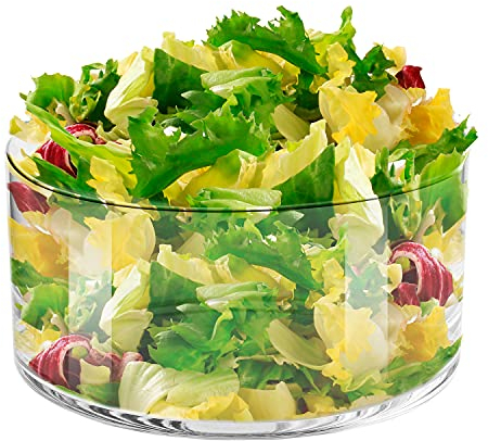 Krosno Decorativo y ensalada, cuenco de cristal de frutas, 23.9 cm, colección Glamour, mezclar y servir, en casa, restaurantes, fiestas, apto para nevera, decoración de velas, fabricado en Europa