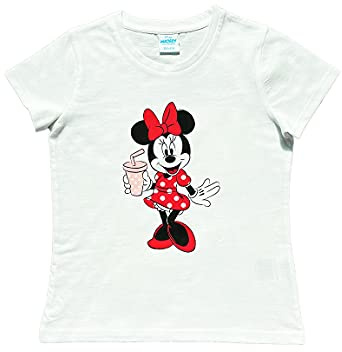 Disney Minnie Mouse T-Shirt für Mädchen, Offizielles Lizenzprodukt aus 100% Baumwolle, Kurzarm Kinder-Oberteil in Weiß für Kleinkinder & Schulkinder, Größen 98-128