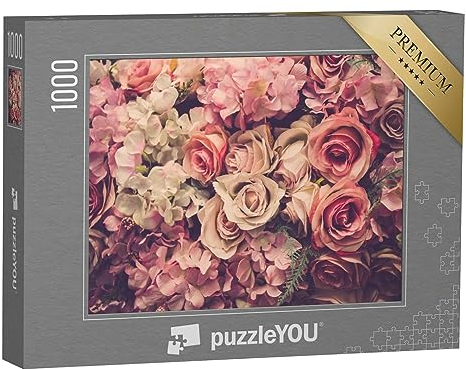 puzzleYOU: Puzzle 1000 Teile „Rosa Rosen“ – aus der Puzzle-Kollektion Flora, Rosen, Blumen, Blumen & Pflanzen