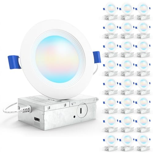 Sunco 24 Pack 4 Inch Slim Canless LED Recessed Lights, 10W 5CCT, Dimmable