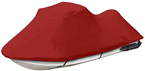 Motorbootabdeckung, Universal Jetski AbdeckungAus Wasserdichtem Oxford-Gewebe 210D Jet Ski Cover für 420 * 300cm das Boot,Rot,136 to 145