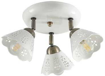 Lindby Strahler Efgenia (Landhaus, Vintage Rustikal) in Weiß aus Keramik (3 flammig E14) - Deckenlampe Deckenleuchte Lampe Spot Wohnzimmerleuchte