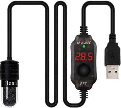 RANRAO Kleine Aquarium-Heizung, Mini-Heizung, USB-Heizstab, 10 W, Thermostat-Heizstab für 1–4 Aquarien