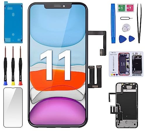 BESJMYT for iPhone 11 Screen Replacement with Earpiece Proximity Sensor 6.1 3D Touch LCD Digitizer Display Full Assembled Ear Speaker Repair Front Glass Fix Tools Kit for iPhone11 A2111 A2223 A2221