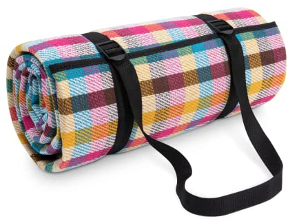 Paco Home Picknickdecke Campingdecke XXL Strand Picknickdecke Wasserdicht Mit Tragegriff Leicht Kompakt Tragbar Isoliert, Farbe:Mehrfarbig 2, Größe:200x200cm