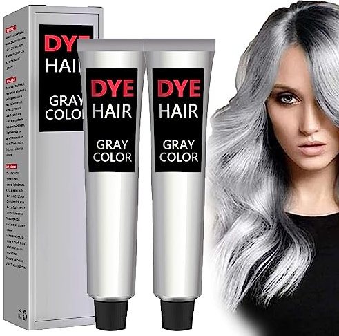 2023 Nueva Crema De Tinte Para El Cabello Gris Plateado, Tinte Para El Cabello Plateado Unisex, Crema De Color Permanente De Moda Para Todo Tipo De Cabello (2 botellas)
